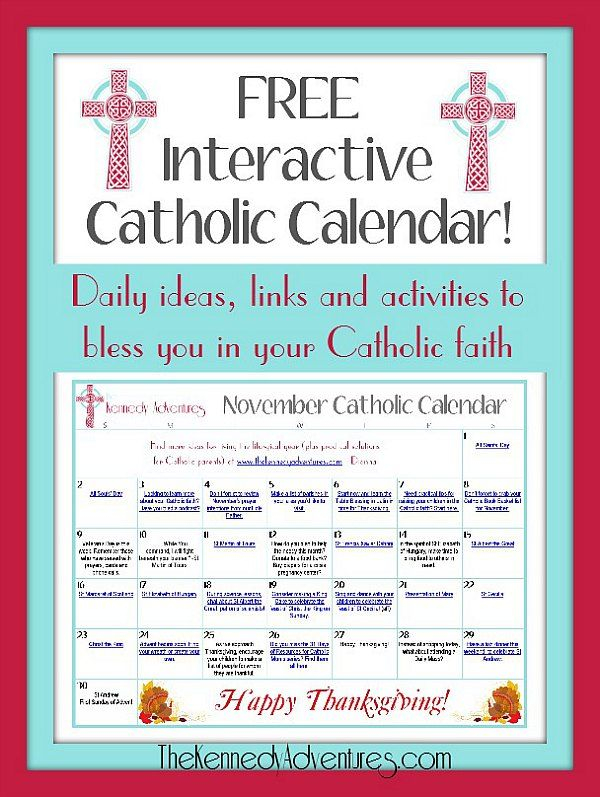 November Catholic Calendar Printable Word Searches