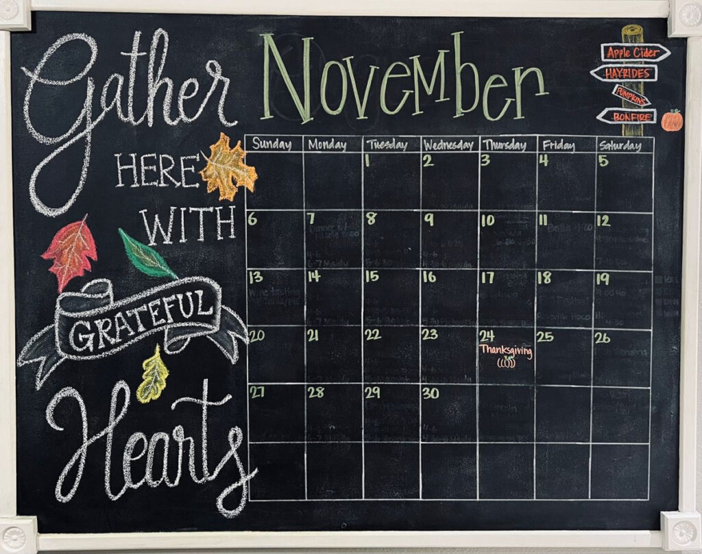 November Chalkboard Calendar 2022 Chalkboard Calendar Whiteboard 