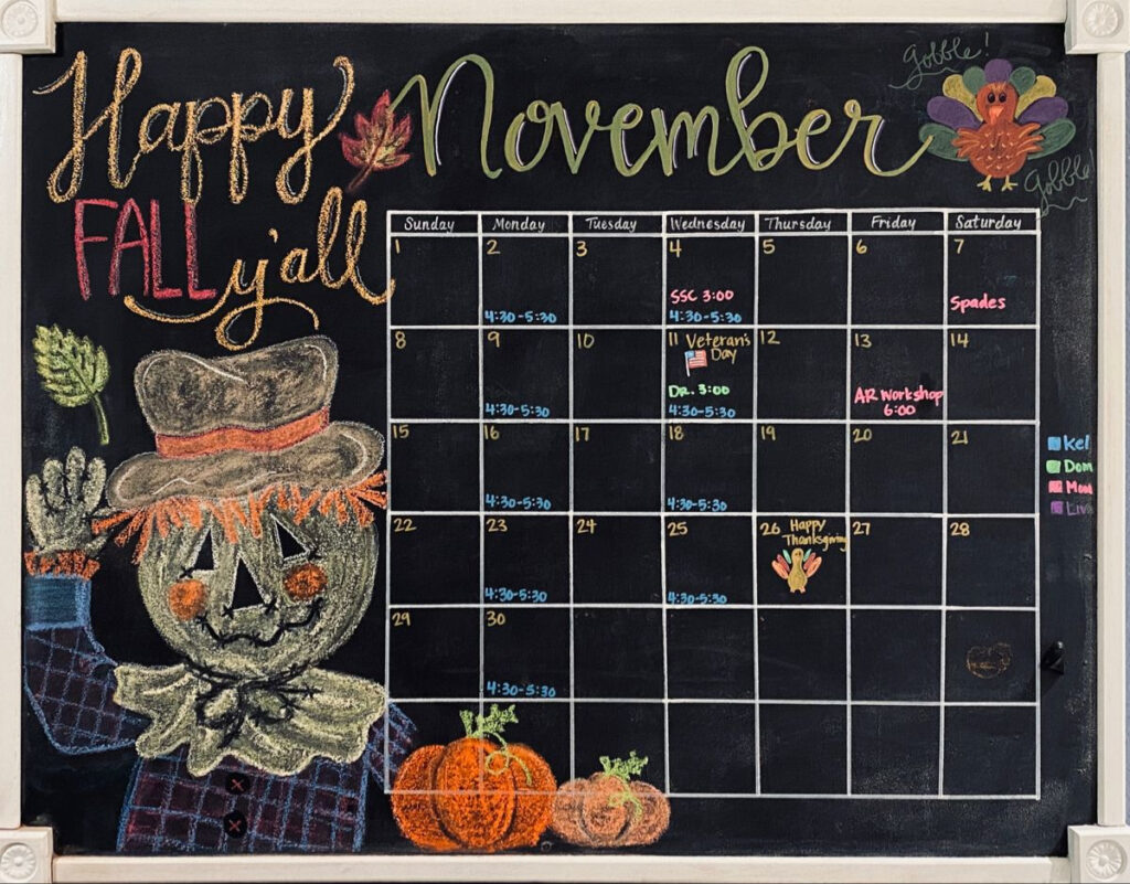 November Chalkboard Calendar 2024