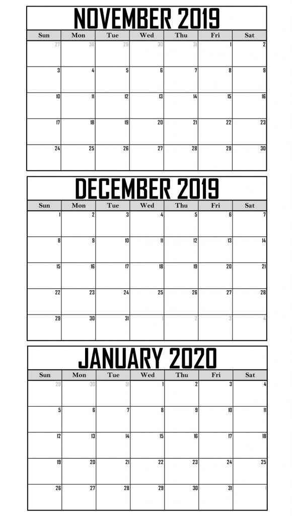 November December January Calendar