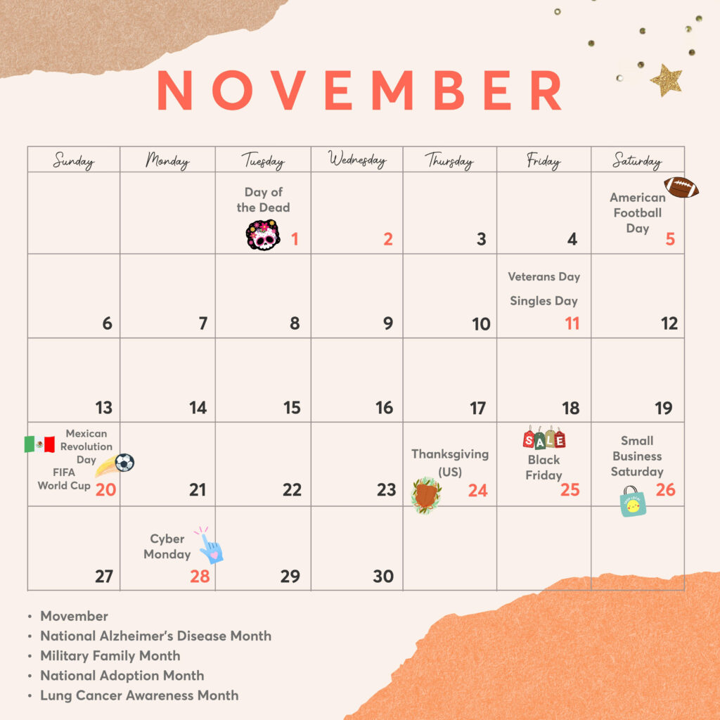 November Holiday Calendar 2022 PicCollage
