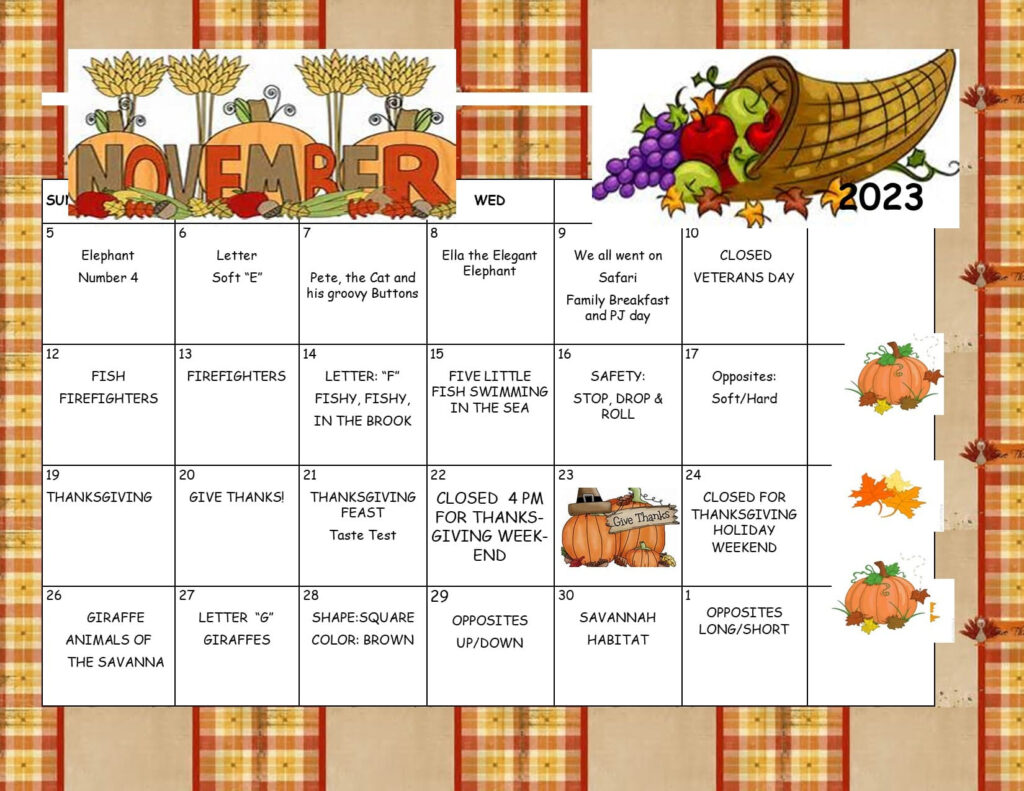 November Preschool Calendar November Preschool Calendar