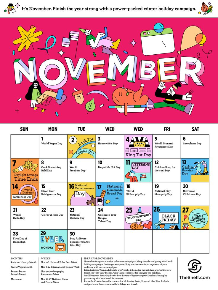 November Social Media Calendar Marketing Ideas The Shelf Calendar 