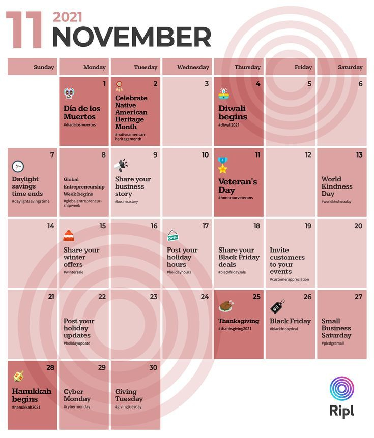 November Social Media Calendar Printable Calendars AT A GLANCE