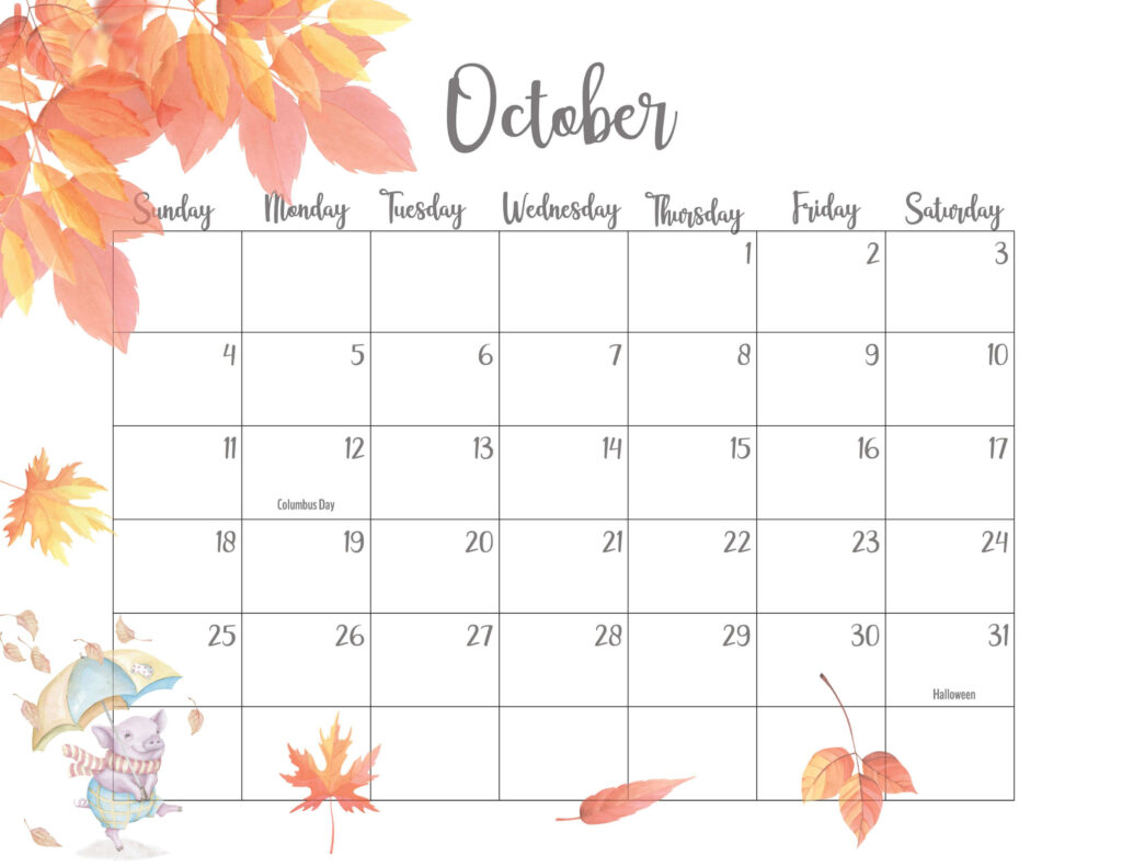 October 2020 Calendar Cute October Calendar Print Calendar Calendar 