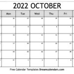 October 2022 Calendar Free Printable With Holidays And Observances