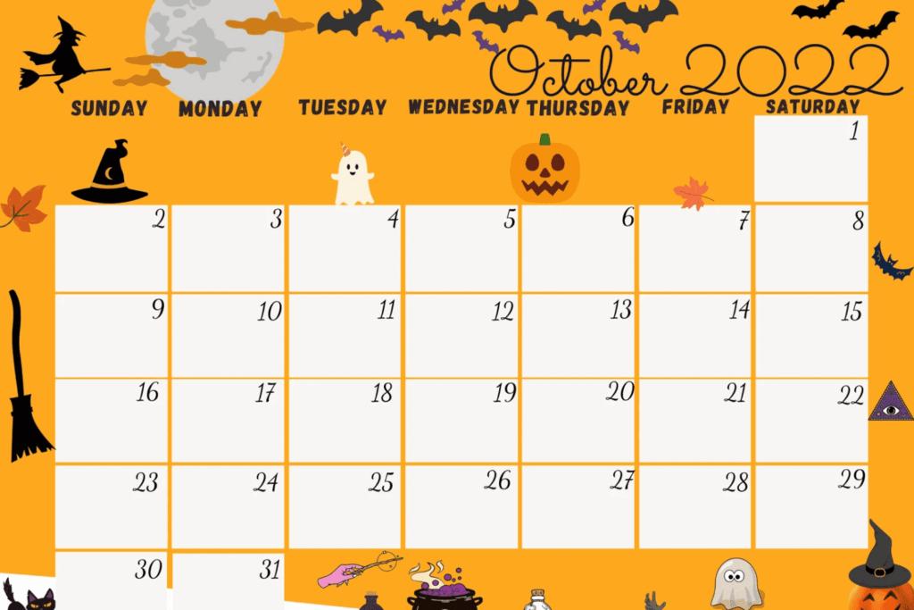 October 2022 Calendar Halloween