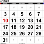 October 2022 Calendars For Word Excel PDF