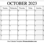 October 2023 Calendar Free Printable With Holidays And Observances