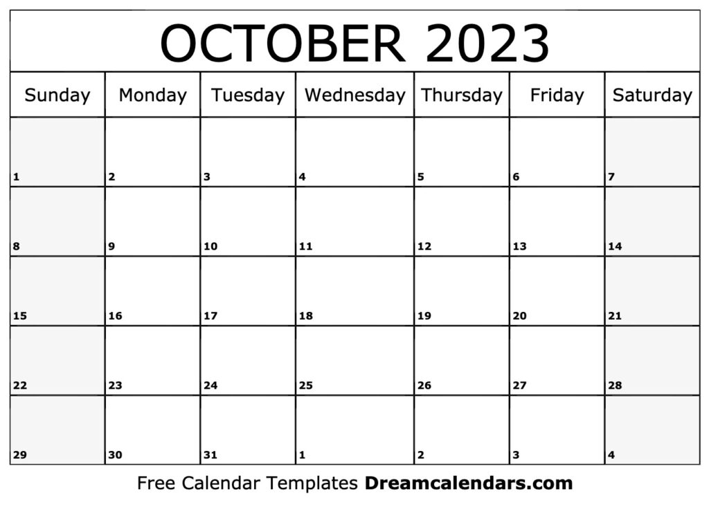 October 2023 Calendar Free Printable With Holidays And Observances