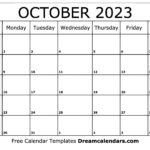 October 2023 Calendar Free Printable With Holidays And Observances