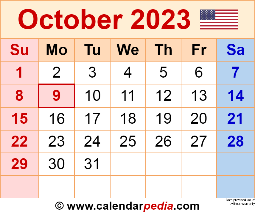 October 2023 Printable Calender