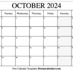 October 2024 Large Printable Calendar October 2024 Calendar Free
