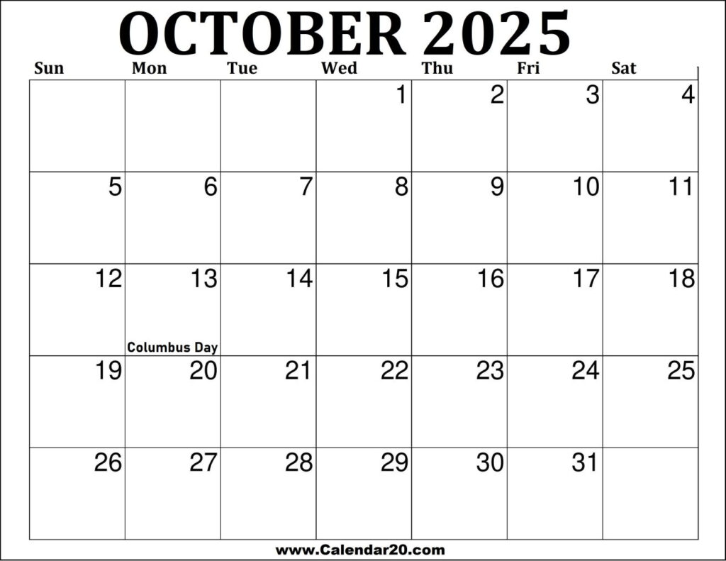 October 2025 Calendar Printable Calendar20