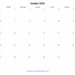 October 2025 Monday Start Calendar Monday To Sunday Custom Calendar