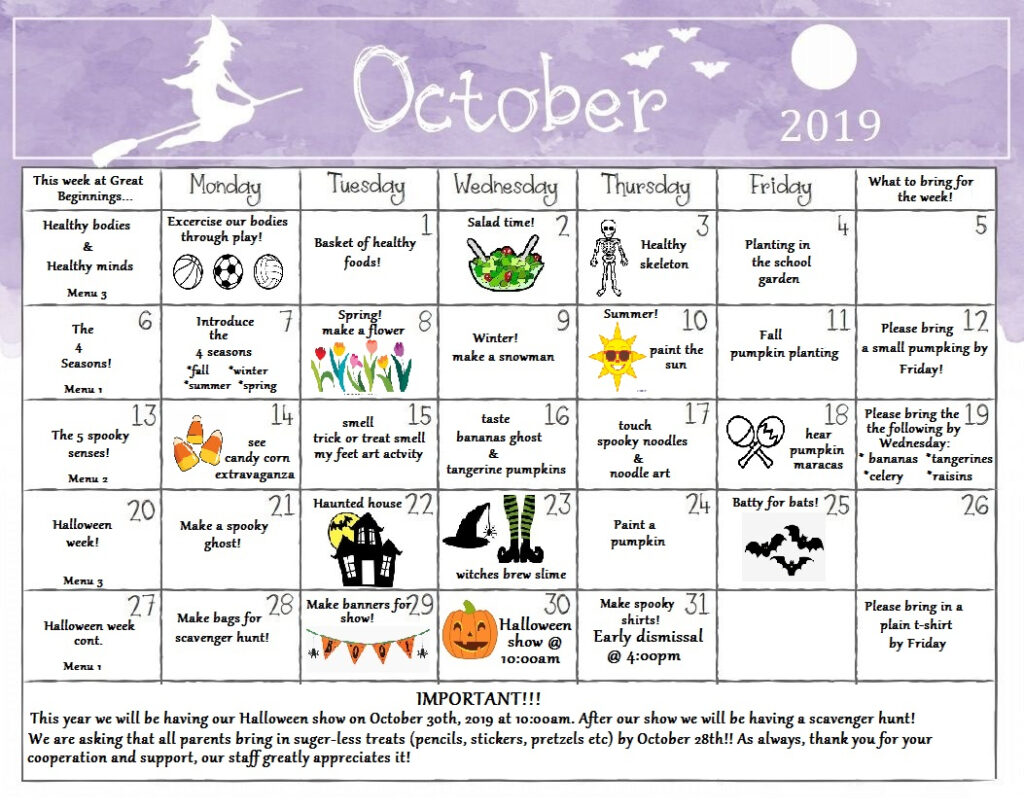 October Calendar Ideas For Preschool Clare Desirae