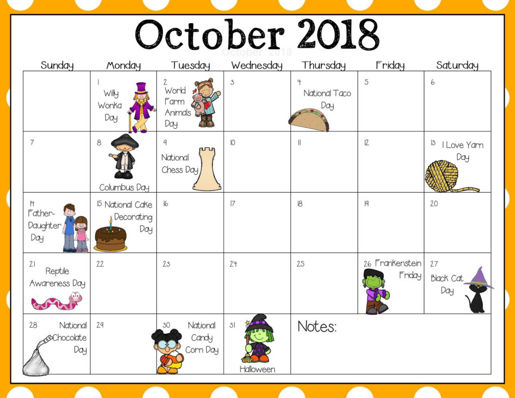 October Fun Calendar Events Danita Brandea