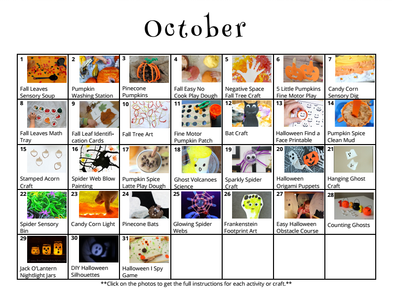 October Fun Calendar Events Danita Brandea