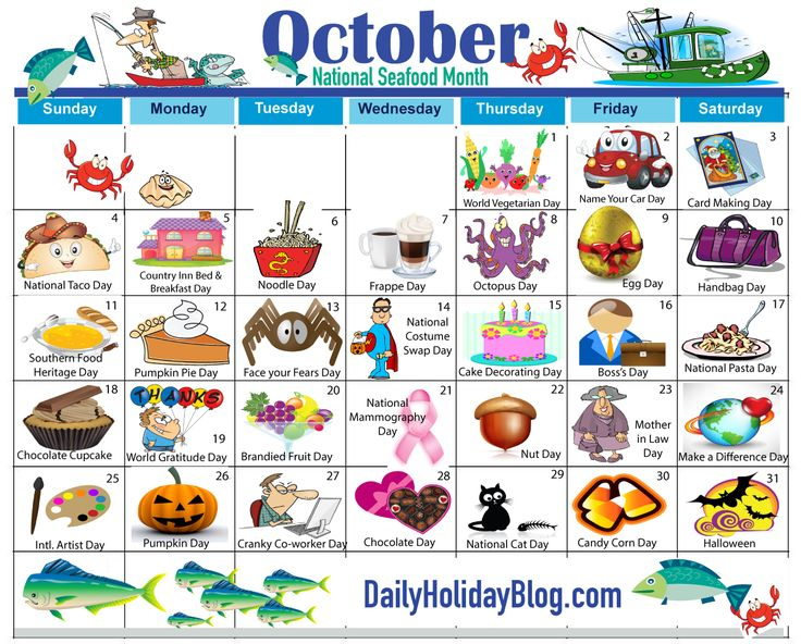 OCTOBER Holiday Calendar Wacky Holidays October Holidays