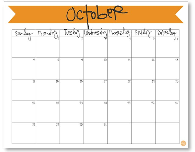 October Month Calendar