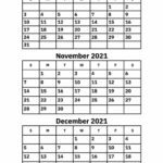 October November And December 2021 Calendar A Printable Calendar