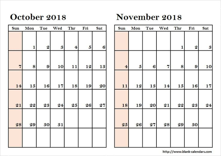 October November Calendar Printable