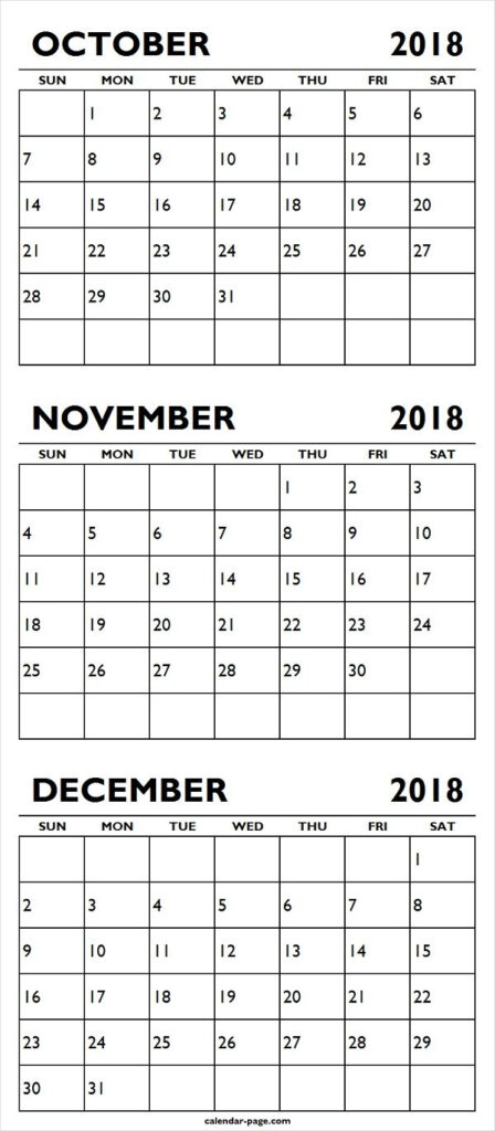October November Calendar Printable