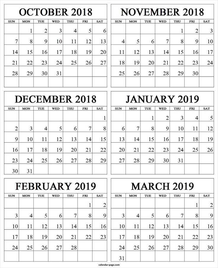 October November December 2018 January February March 2019 Calendar 