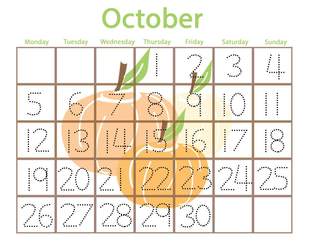 October Preschool Traceable Calendar Artofit
