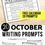 October Writing Prompts FREE Printable Calendar The Homeschool