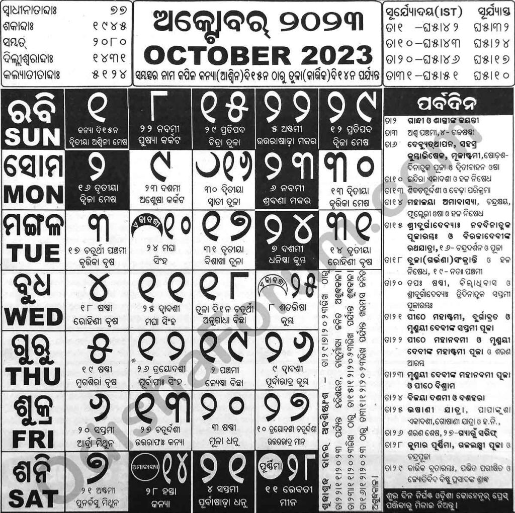 Odia Calendar October 2025 Pdf James Lawson