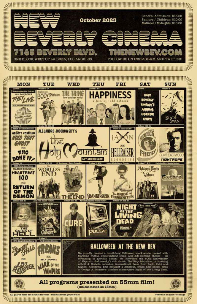 Print Calendars New Beverly Cinema