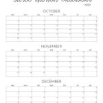 Printable 3 Month Calendar 2025 October November December December