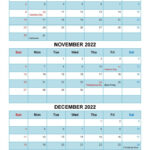 Printable 3 Month Calendar October November December 2022