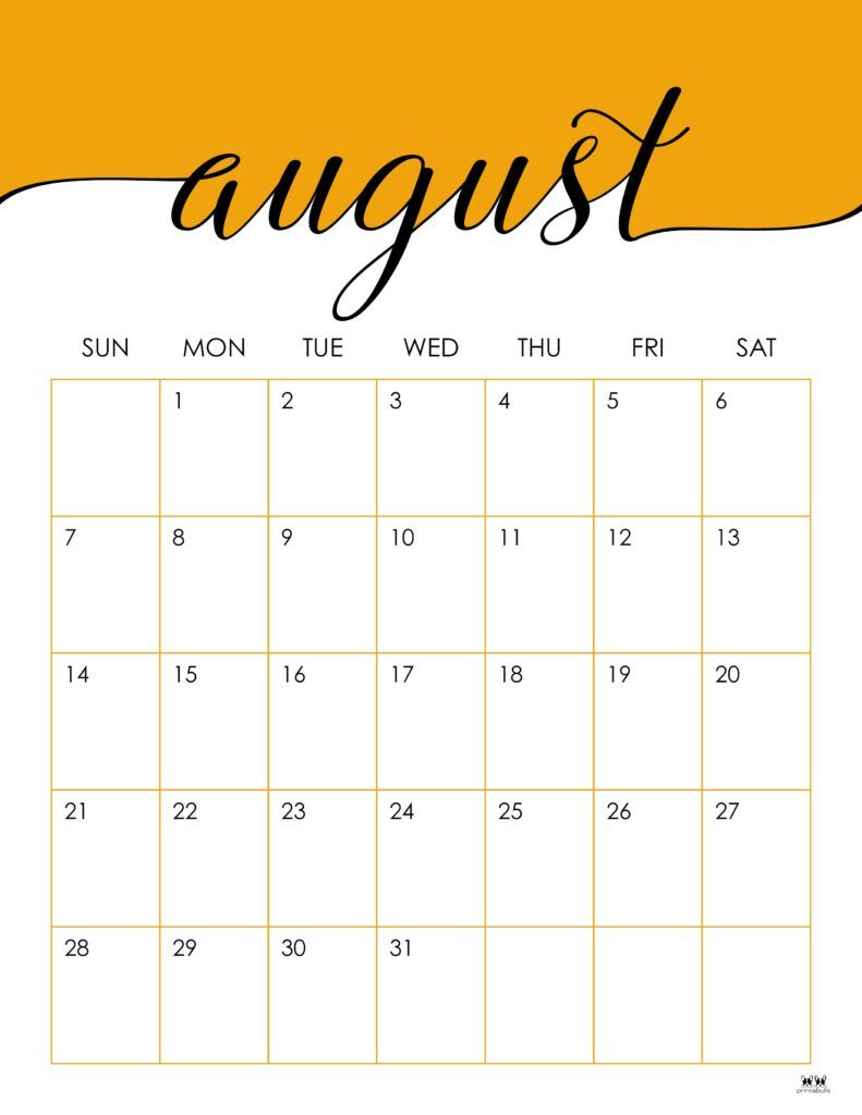 Printable August 2022 Calendar Style 12 Calander Printable June 