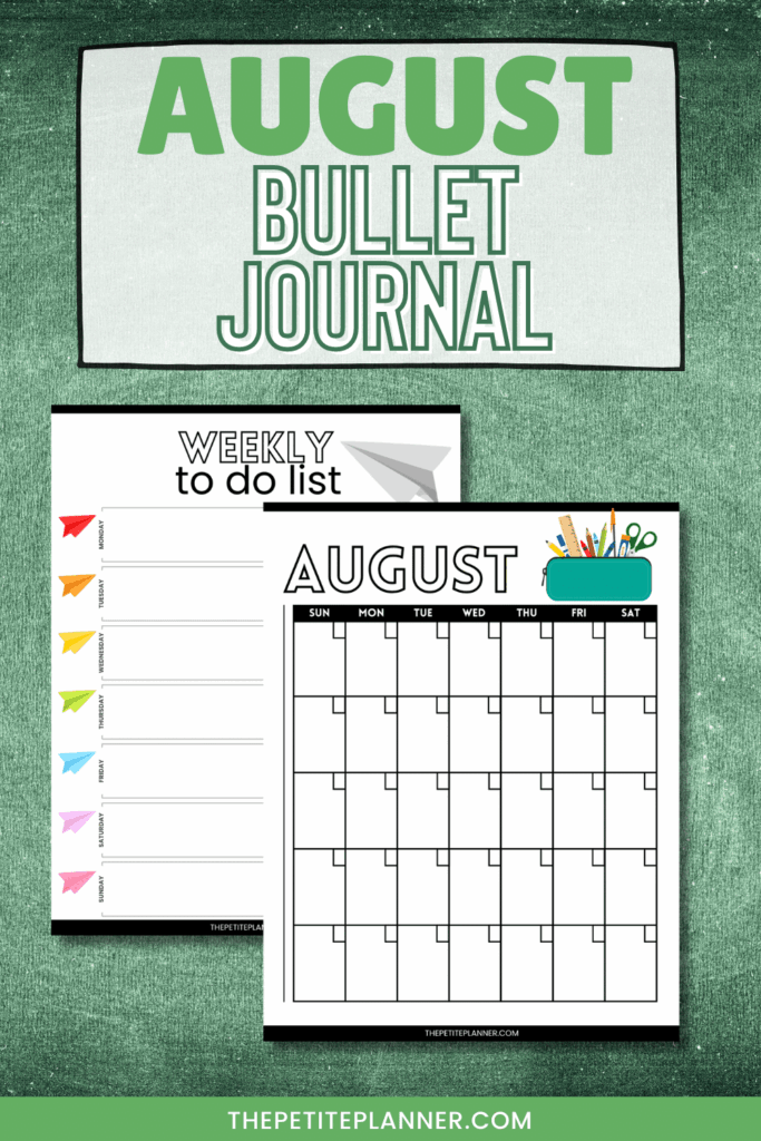 Printable August Bullet Journal Calendar Habit Tracker More 
