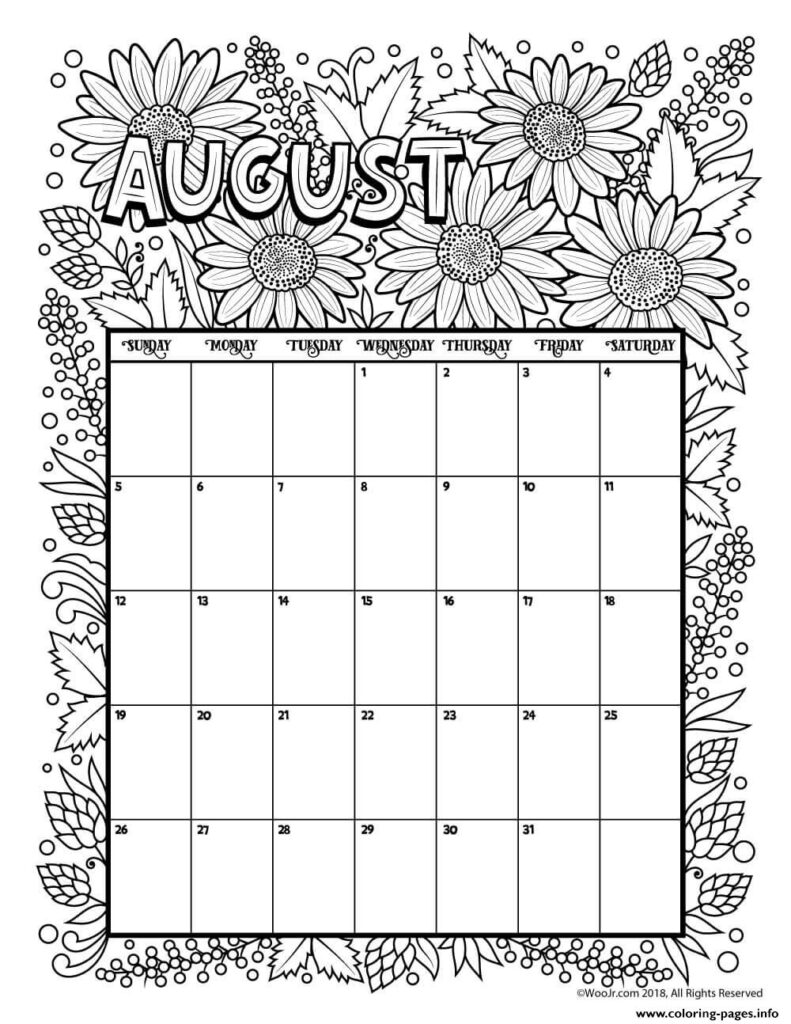Printable August Calendars