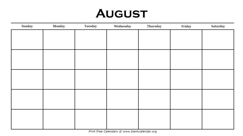 Printable August Calendars Blank Calendar