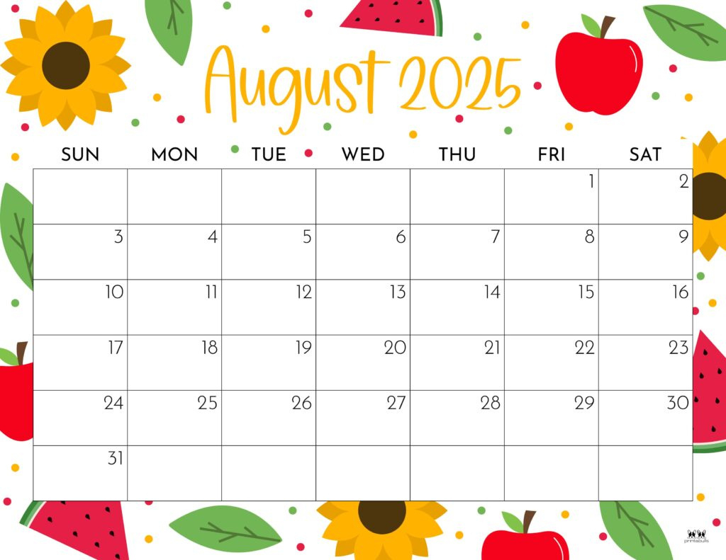 Printable Calendar August 2025 Calendars 2025