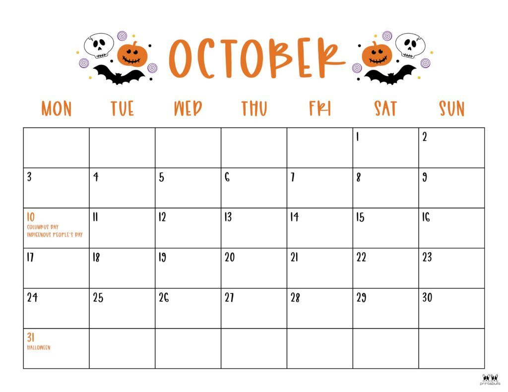 Printable Calendar For October