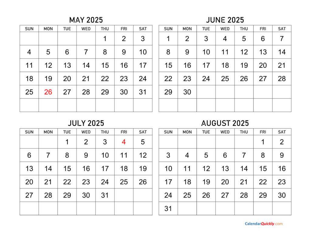 Printable Calendar July 2025 And August 2025 Daniel Quinn