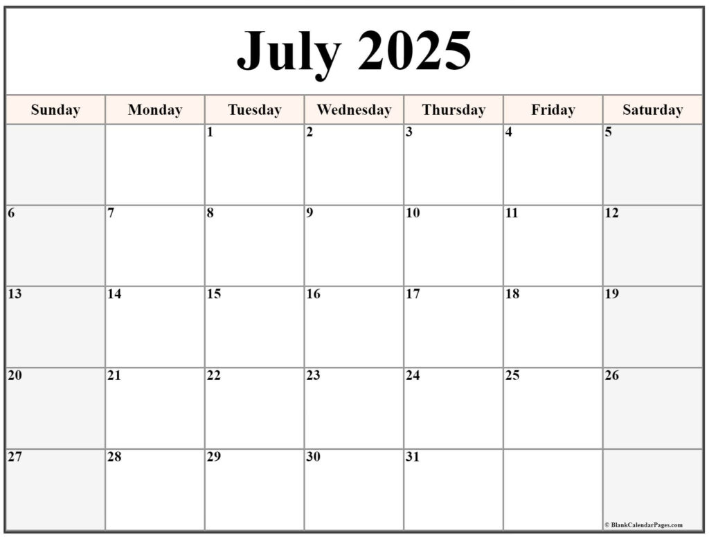 Printable Calendar July 2025 June 2025 Natasha Flynn