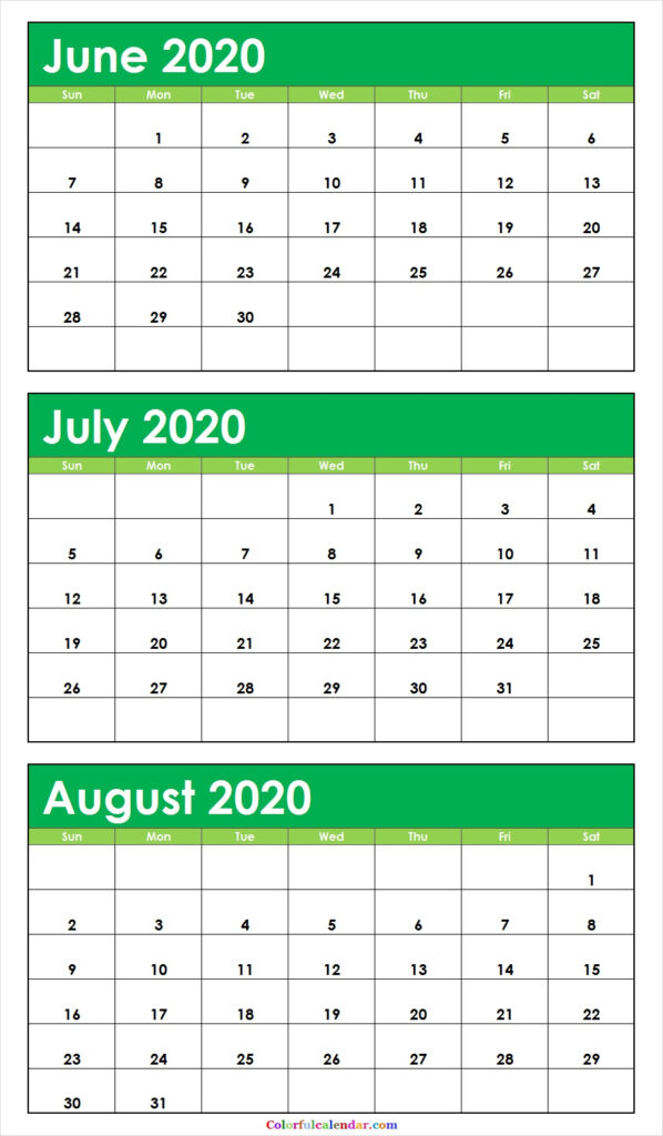 Printable Calendar June July August Printable Templates