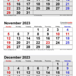 Printable Calendar October November December 2023
