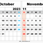 Printable Calendar October November December 2023