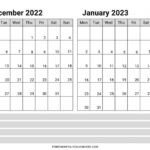 Printable December 2022 January 2023 Calendar