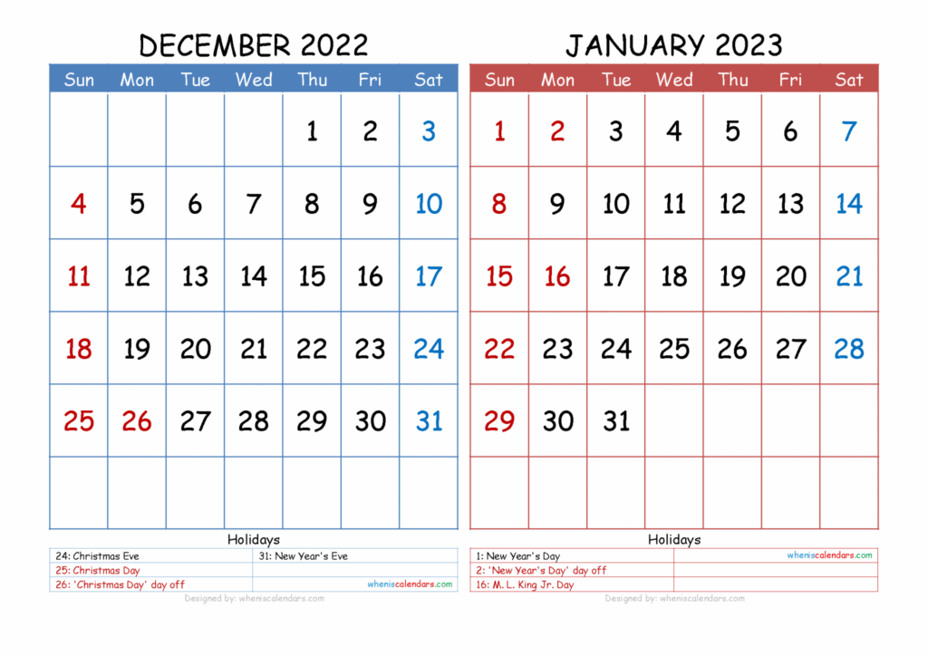 Printable December And January Calendar Calendar Productivity Hacks
