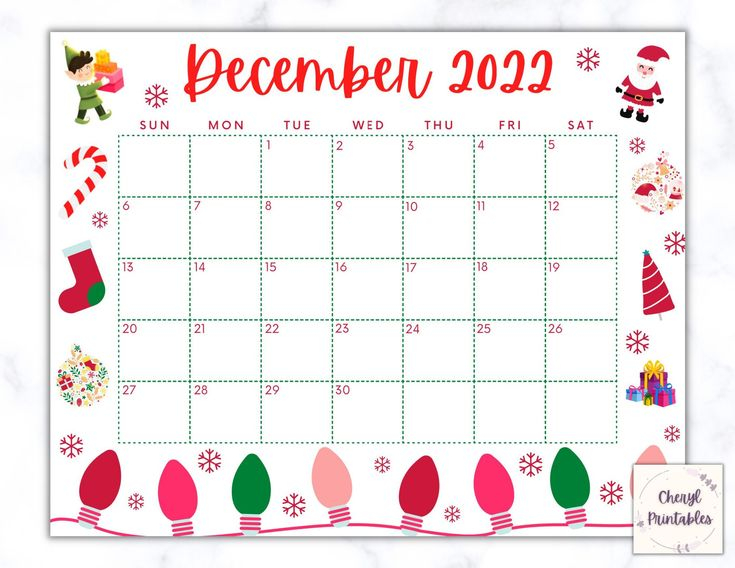 Printable December Calendar 2023 Christmas Calendar Holiday Etsy 