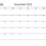 Printable November 2023 Monthly Calendar Monday Start