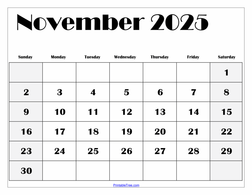 Printable November 2025 Calendar Word Denise Dawes